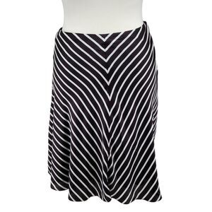 Lauren Ralph Lauren Y2K Satin Bias Stripe Chocolate Brown White Skirt